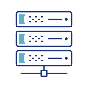 Server rack icon. Technology and networking line symbol. Color.