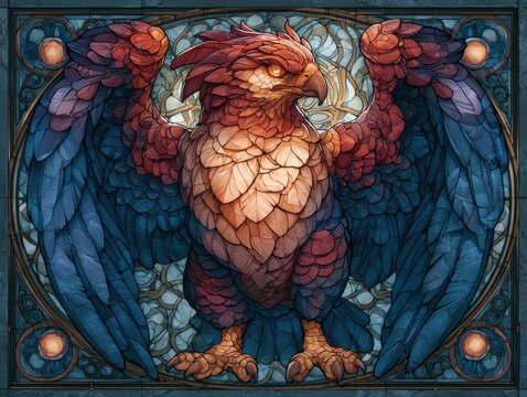 Stained glass griffin