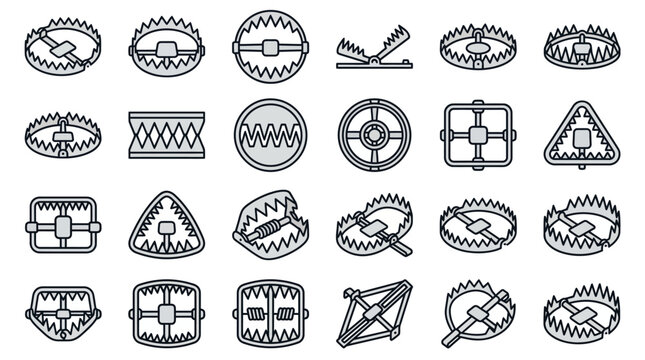 Bear traps and circular snare mechanical icons.