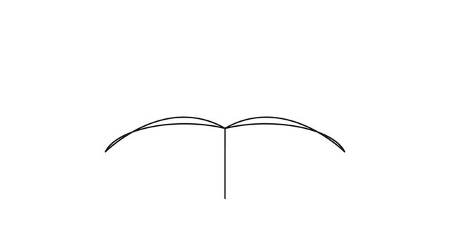 Minimalist black and white line art illustration of a sprout