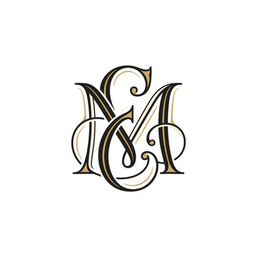 Elegant monogram letters M and C intertwined