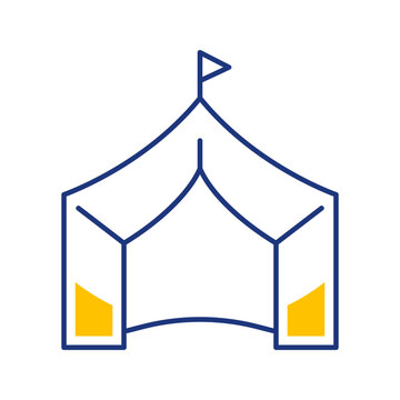 Camping tent icon. Travel and camping line symbol. Color.