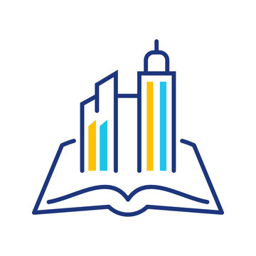 Business education icon. Education and business education line symbol. Color.