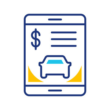 Car sale contract icon. Business and vehicle sales line symbol. Color.