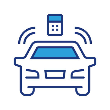 Car alarm icon. Transport and vehicle security line symbol. Color.