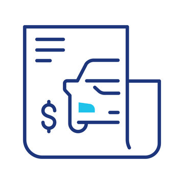 Car purchase icon. Business and vehicle finance line symbol. Color.