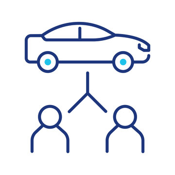 Car sharing icon. Transport and car sharing line symbol. Color.