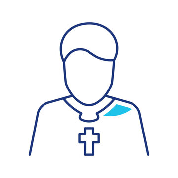 Catholic priest icon. Religion and clergy line symbol. Color.