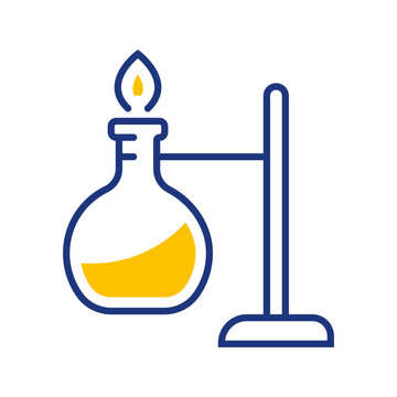 Chemistry experiment icon. Science and laboratory line symbol. Color.