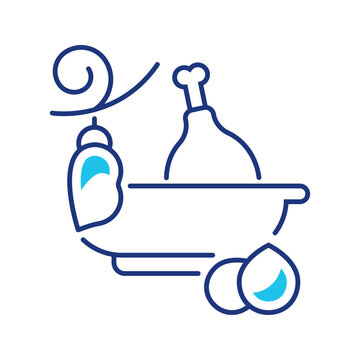 Chicken curry icon. Food and indian cuisine line symbol. Color.