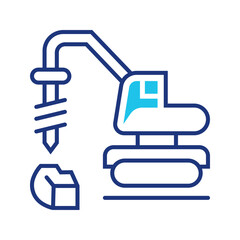 Fototapeta premium Excavator drill icon. Industry and mining line symbol. Color.
