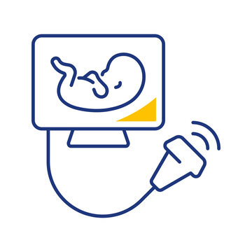 Baby ultrasound icon. Healthcare and prenatal care line symbol. Color.