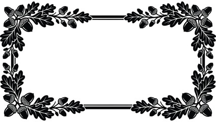 Oak leaf and acorn rectangular frame. Decorative autumn border with botanical elements. © @ahmedmaynul