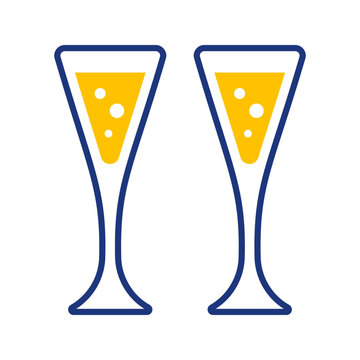 French cocktail icon. Food and cocktails line symbol. Color.