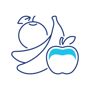 Fruit apple banana icon. Food and fruit line symbol. Color.
