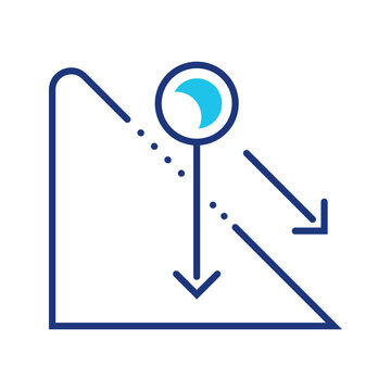 Friction force icon. Science and mechanics line symbol. Color.