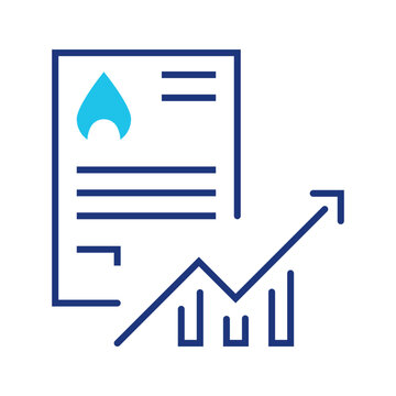 Gas shares icon. Business and energy stocks line symbol. Color.