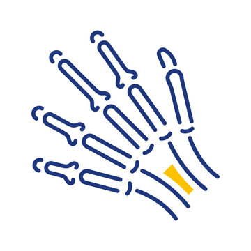 Hand xray icon. Healthcare and radiography line symbol. Color.