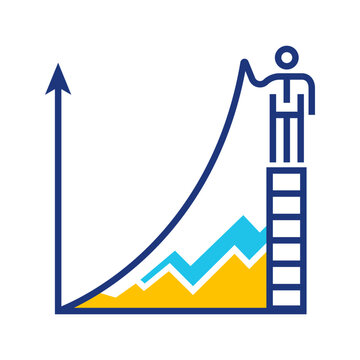 Growth chart icon. Business and business growth line symbol. Color.