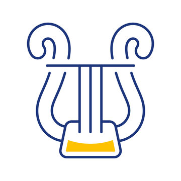 Harp instrument icon. Arts and string instruments line symbol. Color.