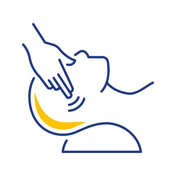 Head massage icon. Healthcare and massage therapy line symbol. Color.