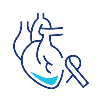 Heart disease awareness icon. Healthcare and cardiology line symbol. Color.
