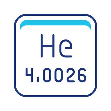 Helium element icon. Science and periodic table line symbol. Color.