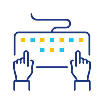 Keyboard typing icon. Education and online learning line symbol. Color.
