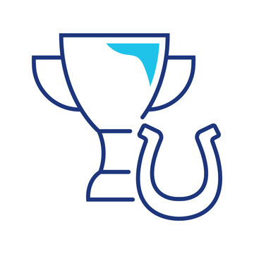 Horseshoe trophy icon. Sports and equestrian line symbol. Color.
