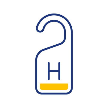 Hotel door hanger icon. Travel and hotel service line symbol. Color.