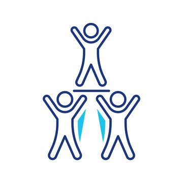 Human tower icon. Sports and acrobatics line symbol. Color.