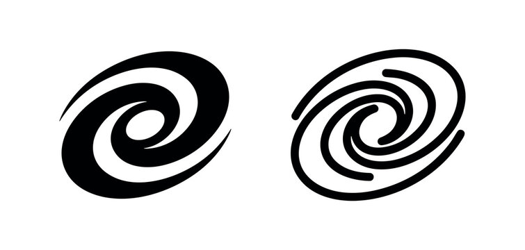 Spiral galaxy icon set. Abstract cosmic symbol representing universe, space, and vortex design.