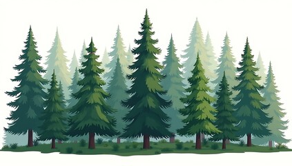Obraz premium Group of evergreen pine trees in a forest landscape