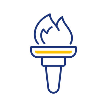 Torch flame icon. Culture and memorials line symbol. Color.
