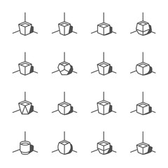 Geometric 3D pendant lamp and lantern icons. © Arlia