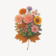 Obraz premium Vibrant floral bouquet illustration
