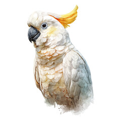 Cockatoo watercolor vector illustration, high-quality artwork isolated on a pure white background. © Cooper