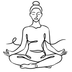 Obraz premium Minimalist yoga lotus pose one line drawing isolated on transparency