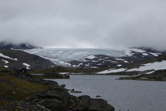 Gletscher an Norwegische Landschaftsroute Sognefjellet (FV 55)