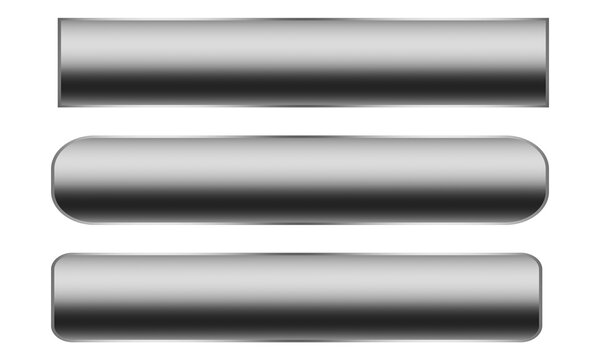 Silver metal menu button shape object set elements isolated on white background