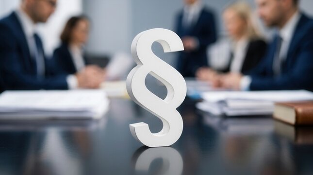 Detailed macro shot of a legal section symbol representing law and justice.