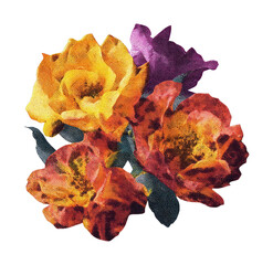 Obraz premium PNG Vibrant pop art floral illustration.