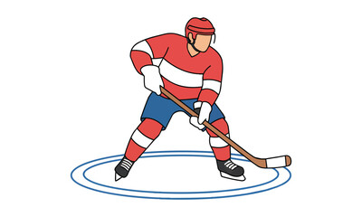Fototapeta premium Stylized ice hockey player skating with a stick in a minimal geometric design isolated on white background athletic sports concept