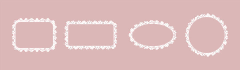 Plakat Delicate vintage doily collection with ornamental borders, floral patterns, and decorative ribbons. Perfect for wedding invitations, romantic cards, or retro design projects.