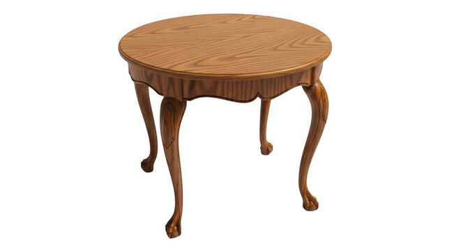 Classic round wooden coffee table isolated on transparent background