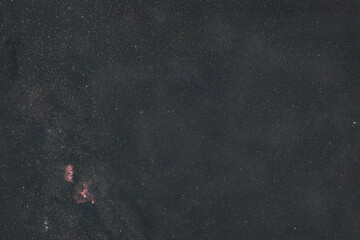 A view of the night sky around the constellation camelopardalis. The heart and soul nebula in the constellation cassiopea is visible in the bottom left of the photo. © Matthew