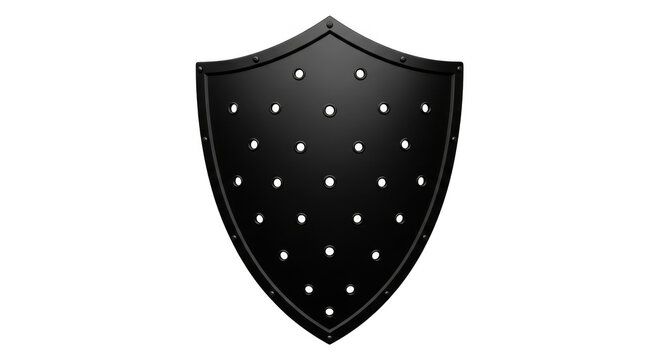 Black shield icon with dot pattern isolated on transparent background