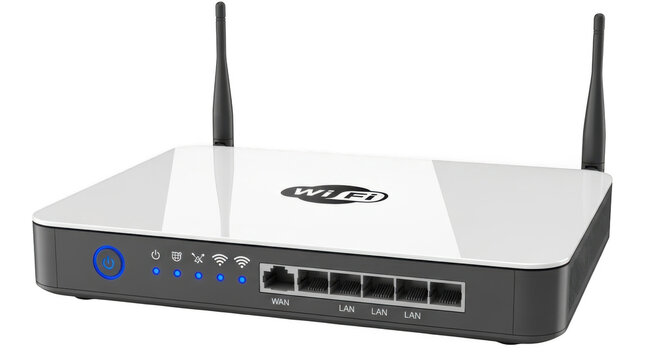 Modern wireless wifi router device isolated on transparent background