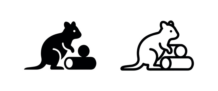 Cute Quokka with Logs Icon - Australian Animal Symbol