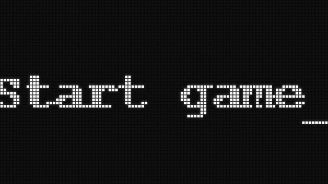 8-Bit Start Game Text Animation with Blinking Cursor and Retro Pixel Aesthetic
